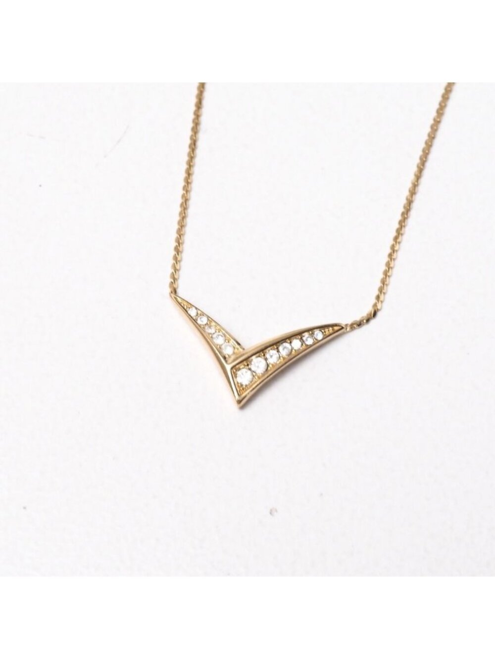 Dior Vintage Necklace Crystal Pave Costume Gold Color RB